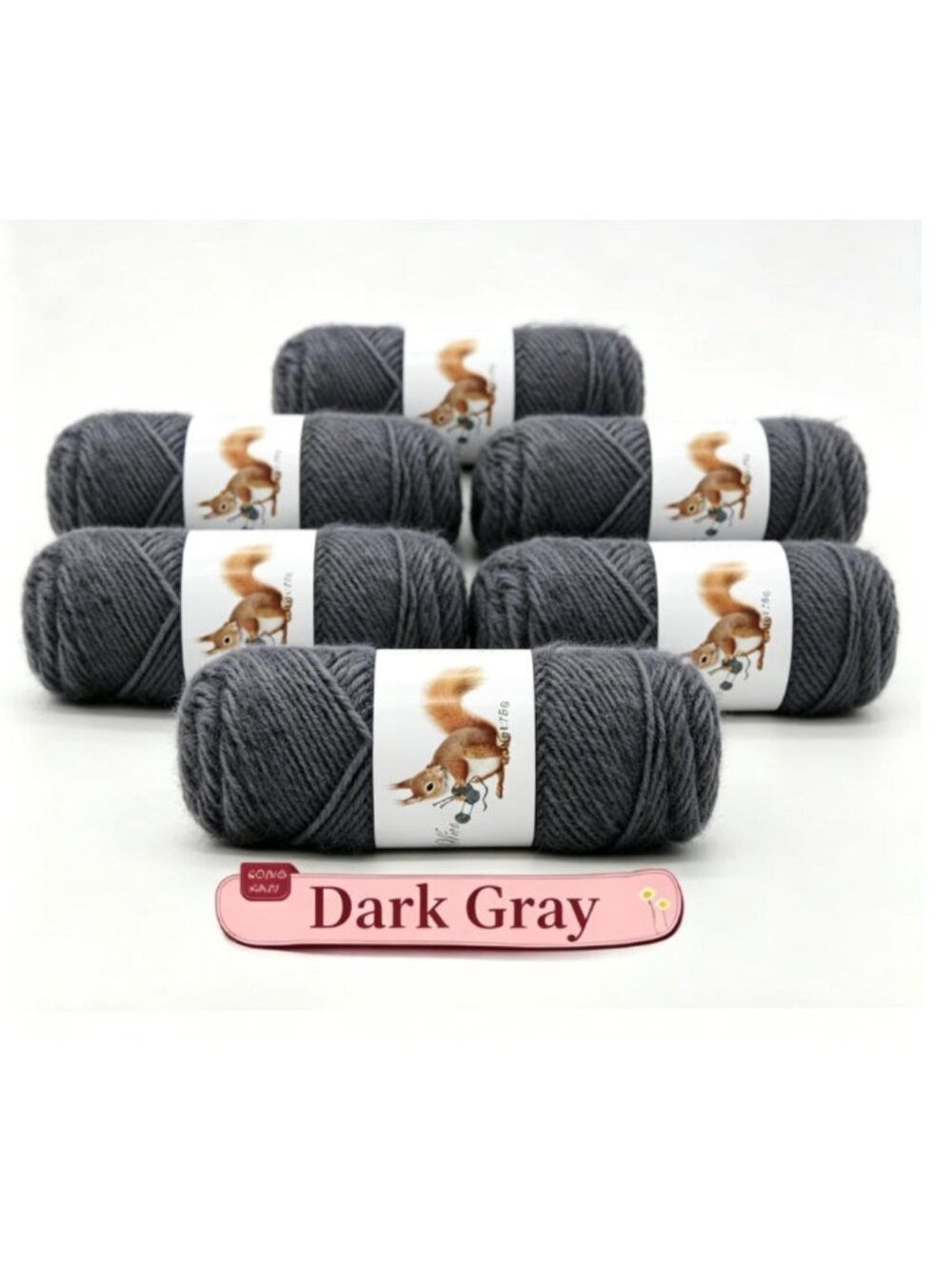 6 PCS Grey Shiny Squirrel Fur Yarn Medium Thick Mohair Yarn for DIY